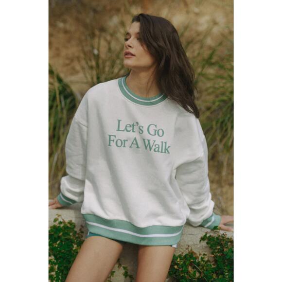 Yellow the Label Co. Let's Go For A Walk Oversized Sweatshirt White Small - Picture 1 of 9